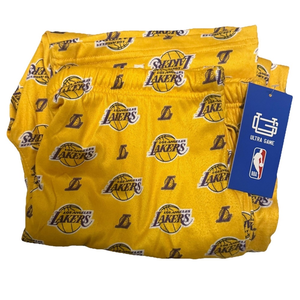 LOS‎ ANGELES LAKERS MENS SLEEP LOUNGE PAJAMA PANT XL POLYESTER YELLOW